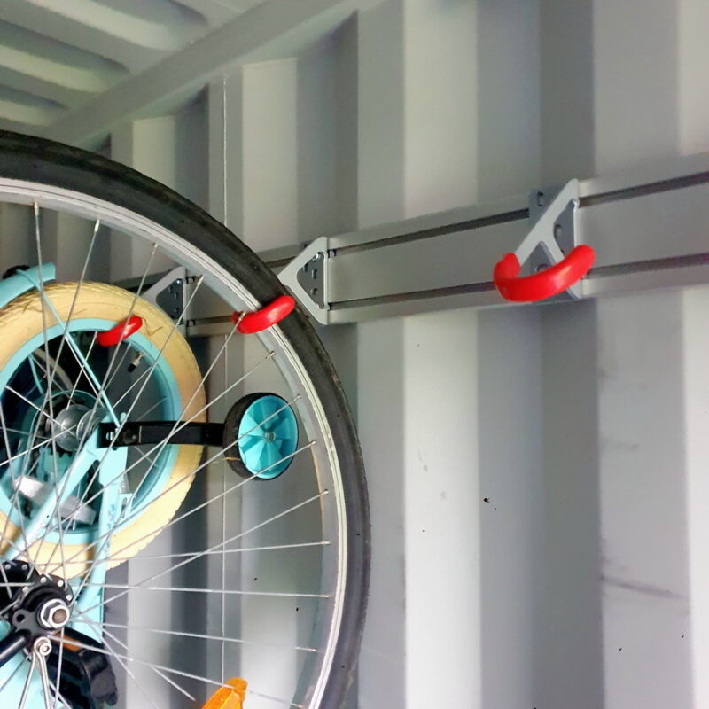 Bicycle hook to hang up bicycles on the Wall on a alu profile
