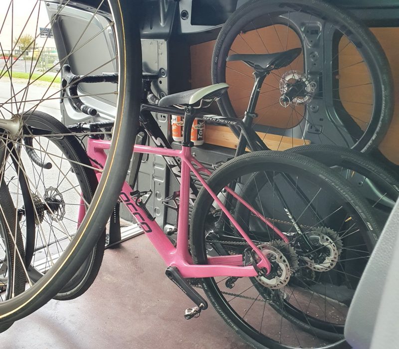 Bicycle carrier wooden floor in Citroen Berlingo - Peugeot Partner for race bikes